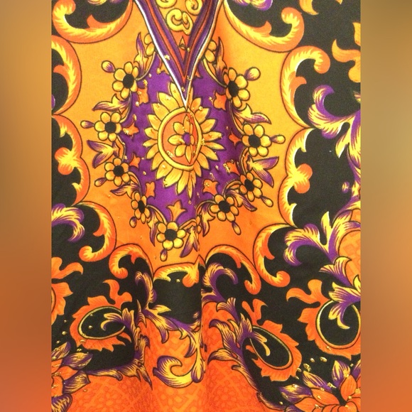 Vibrant Orange, White ,Black and Purple Kaftan - Picture 4 of 9